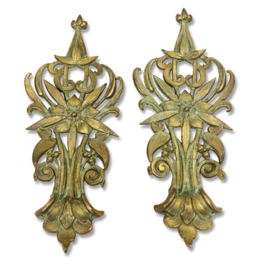 Pair of Antique Foliate 9 in. Furniture Applique