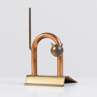 Walter Von Nessen Copper and Brass Cat Door Stop for Chase USA 