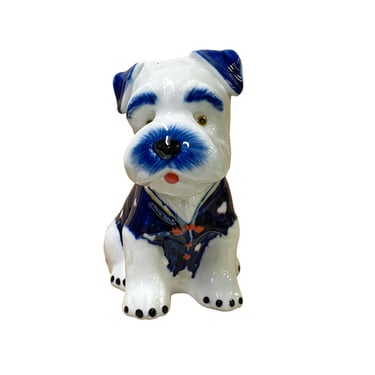 White Blue Color Glaze Ceramic Puppy Dog Deco Figure ws2743E 