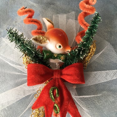 Vintage Reindeer Corsage, Christmas Decor, Deer Corsage, Xmas Crafting, Vintage Christmas 