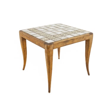 Robsjohn Gibbings Style Mid Century Tile Top Side Table - mcm 