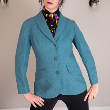 Vintage Pendleton Blazer/ Virgin Wool Blazer/ Bright Blue Blazer/ Made in the USA/ Women's Girl's Blazer/ Size Small/ Blue Wool Jacket 