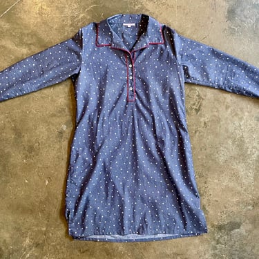 Kayce Hughes Blue White Star Print Dress with Red Piping | Size 6 