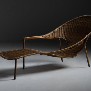 Wicker &amp; Metal Chaise Lounge by Francis Mair