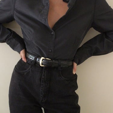 Vintage Ink Black Silk Blouse