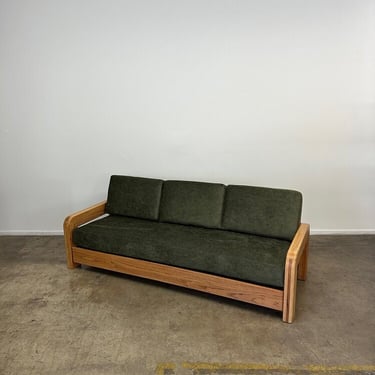 1970s Chunky Oak Armed Sofa 