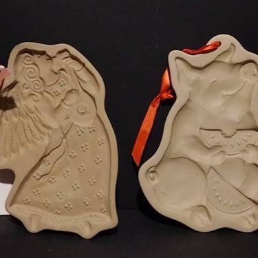 Vintage Brown Bag Cookie Art of Ceramic Angel & Piglet Cookie Molds Holiday Molds 7