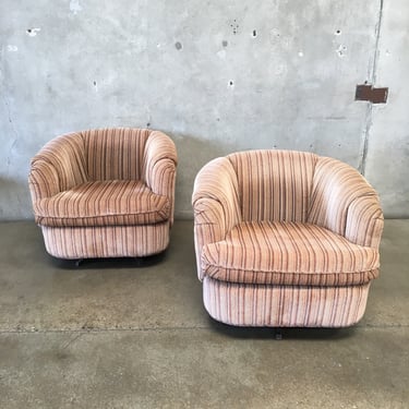 Pair of Vintage Swivel Club Chairs