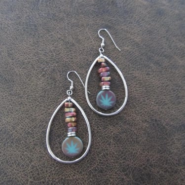 Czech glass and industrial eletroplated nugget earrings 