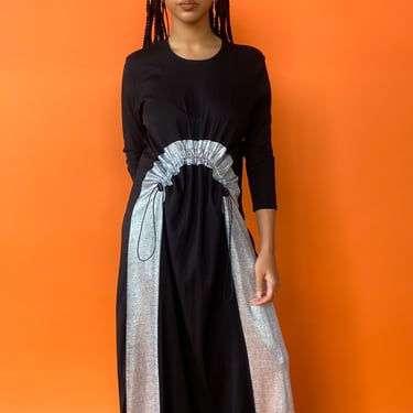 Modern Metallic Black Drawstring Dress, sz. L/XL