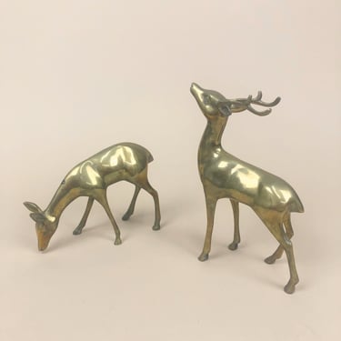 Vintage Brass Doe & Deer Figurines, Home Decor, Bohemian Design Style, Academia Decor, Vintage Brass by Mo