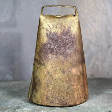 Antique Hand Crafted Cow Bell | Rustic Farm Bell | Brass Toned Bell | Vintage Farm | Rustic Decor | Bixley Shop 