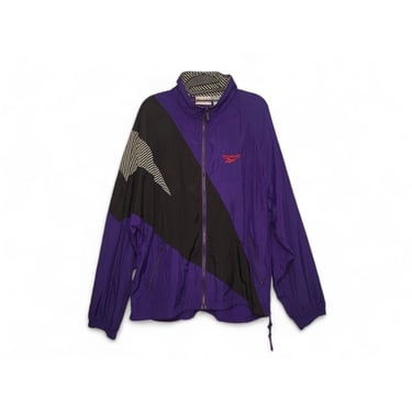 1990s Vintage Reebok Windbreaker, Retro Full Zip Electric Purple Jacket, Outdoor Athletic Sportswear, 90s Streetwear Vintage Clothing 