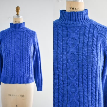 1980s Blue Cable Knit Sweater 