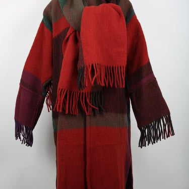 Vintage Wool Blanket Coat Jacket Duster Multi Color Fringe Southwestern Yellowstone Coat Winter Coat Blanket Coat 