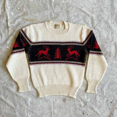 Size M Vintage 1950s McGregor Reindeer and Tree Sweater 2280 