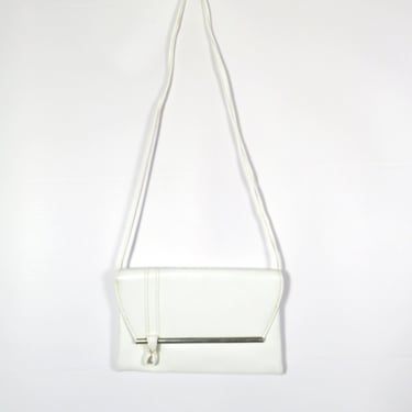 Vintage 50s/60s White Leather Purse With Built In Mirror 