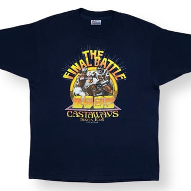 Vintage 1985 Castaways Sports Book “The Final Battle” Gambling Graphic T-Shirt Size Large/XL 