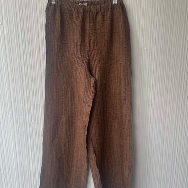 Issey Miyake bronze pleated flare pants 
