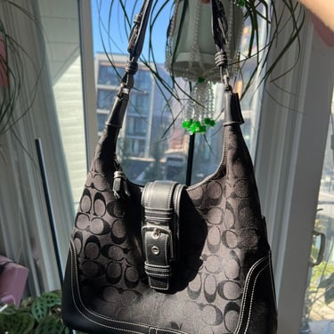 Black Leather Hamilton Hobo Shoulder Bag by Coach