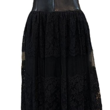 Valentino 2010s Gown Black Lambskin and Lace