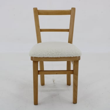 1970s Beech Children Chair ,Restored / Mid-century / Vintage Chair / Brown colour / White colour / 