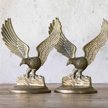 Vintage American Eagle Brass Bookends, Pair of Eagle Bookends, Bookends for Heavy Books 