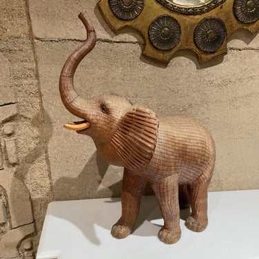 1940s Sculptural Elephant Box in Woven Wicker Similar Style Mario Lopez Torres 