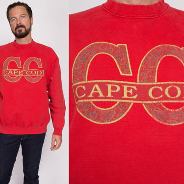 XL| 90s Cape Cod Sweatshirt - Men's XL | Vintage Red Massachusetts Graphic Tourist Crewneck 