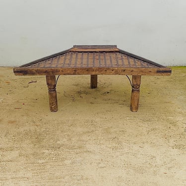 Antique Indian Wood Triangular Coffee Table