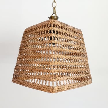 1970s Wicker Basket Light 