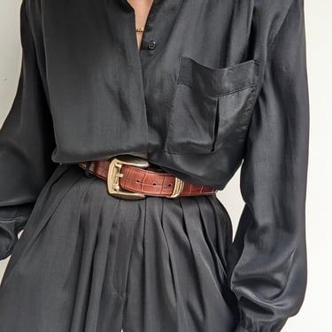 Vintage Onyx Silk Blouse