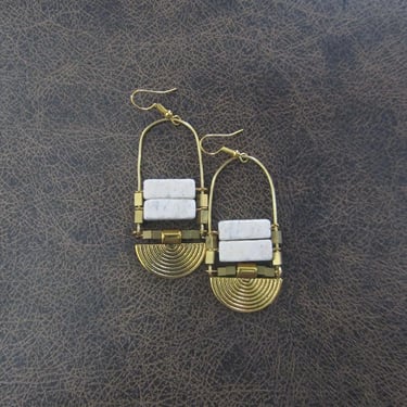 White river stone and brass ethnic statement earrings 