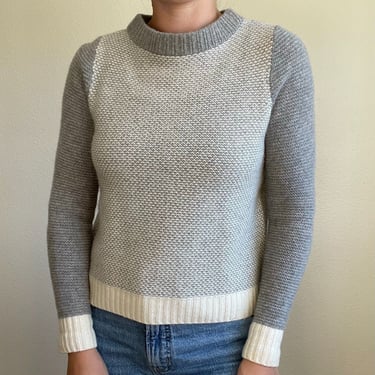 Krimson Klover Womens Gray White Wool Cashmere Blend Crewneck Cropped Sweater XS 