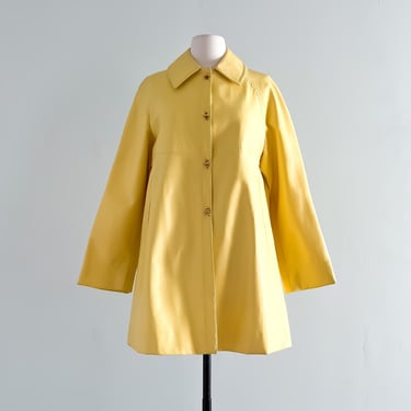 Perfect 1960's Spring Yellow Swing Style Rain Coat by Serbin / Medium