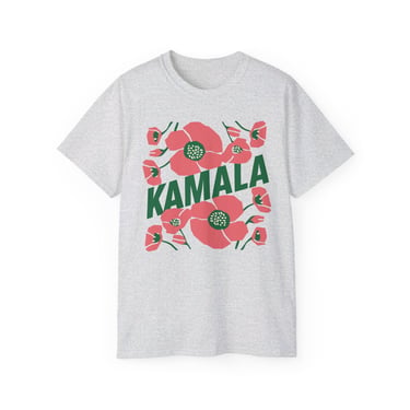 Kamala - Big Poppies tee Pink/Green (Printify)