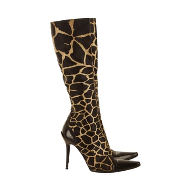 Roberto Cavalli Giraffe Print Knee High Boots