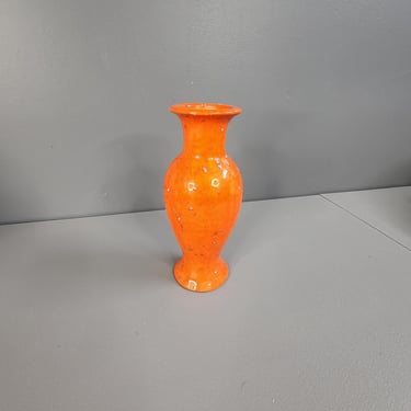 Orange Ceramic 10" Tall Pottery Vase 