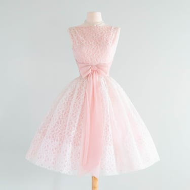 Iconic Early 1960's Pink Bow Cupcake Style Party Dress / Small
