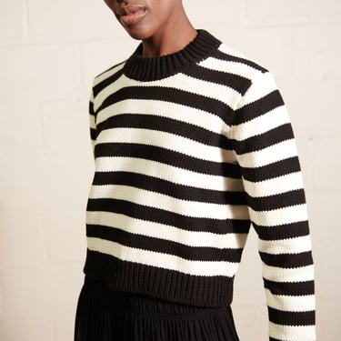 CHUNKY SHRUNKEN JUMPER | ecru stripe | organic