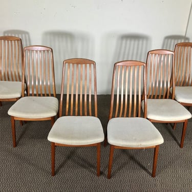 Set Of Six Danish Modern Dining Chairs By Schou Andersen Slat  Back 