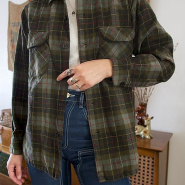 Vintage 50's Pendleton Roas Atkins California Board Plaid Wool Button-up Flannel 