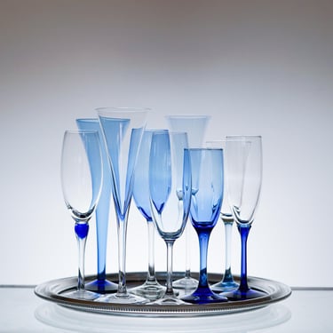 Mismatched Champagne Glasses for Special Events set of 9, Vintage Glassware Bar Cart Retro Kitchen Vintage Glasses , New Years Eve Party 