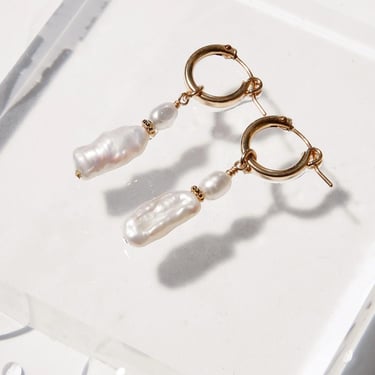 Freshwater chunky pearl earrings