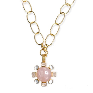 Rose Pearl Mosaic Necklace