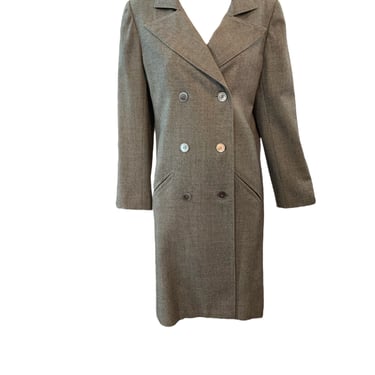 Chloe 70s Grey/Brown Wool Double Breasted Overcoat