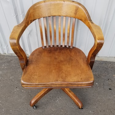 Antique Rolling Oak Office Chair