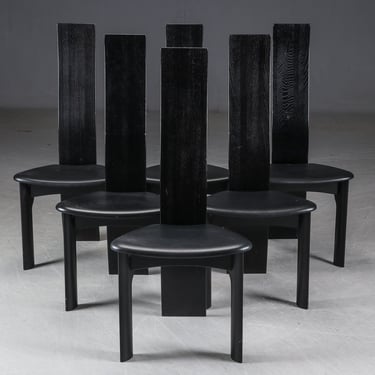 Set of Six Danish Ebonized Dining Chairs by Bob og Dries Van Den Bergh 