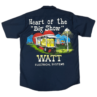 Vintage Watt Electrical Systems &quot;Heart Of The Big Show&quot; Hand Painted Work Shirt