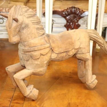 Primitive Carved Wooden Horse Sculpture